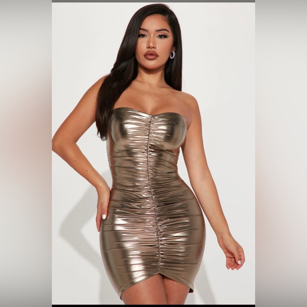 Gwen Metallic Mini Dress - Gold